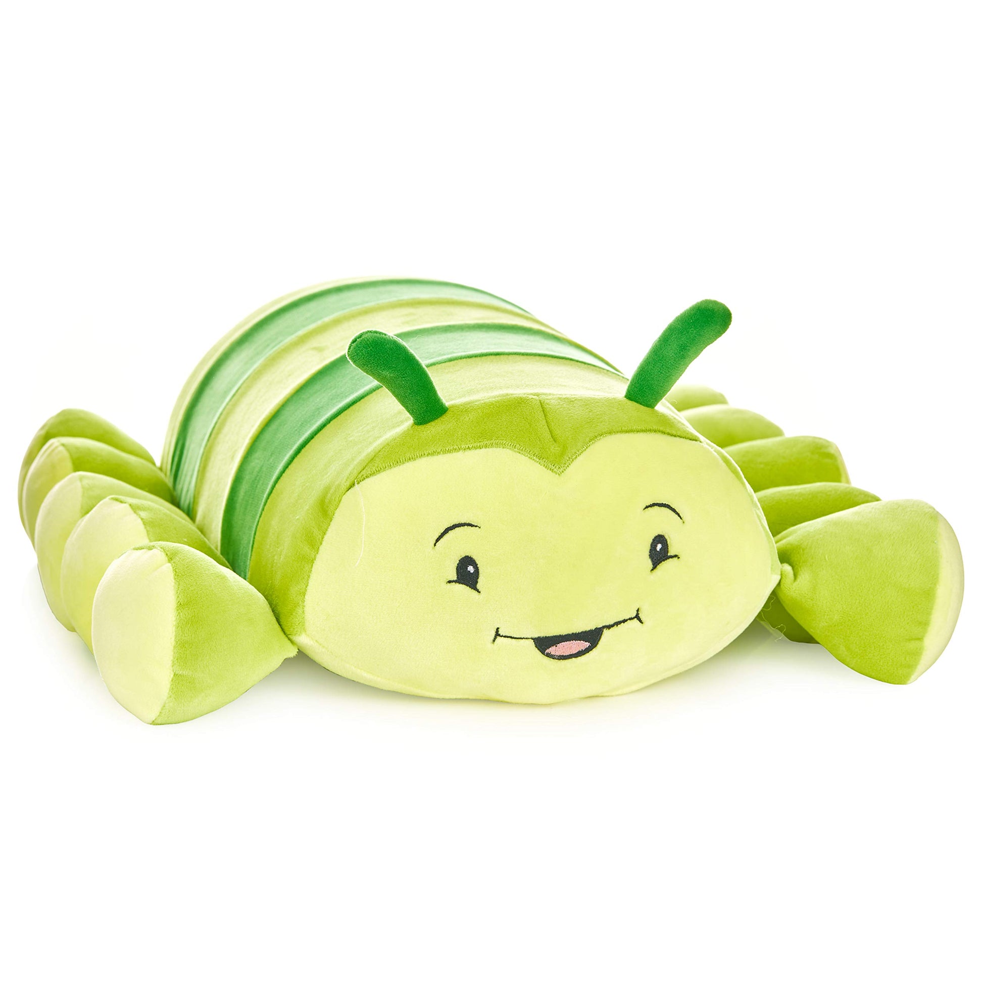MEMORY MATES Charlie the Caterpillar Memory Foam Pillow Plush with Kid's Diary that Stores in Belly Pocket, 15” Stuffed Animal, 6" Journal