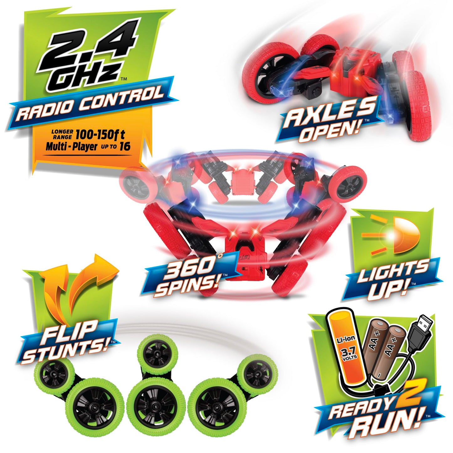 NKOK RTR Thunder Blazer (w/USB Charger, 3.7V Li-ion, 2AA); Epic Stunts; Grippy Tires; Colors Will Vary