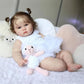 24 Inches 60CM Real Baby Size Reborn Baby Doll Rooted Brown Curly Hair Soft Cloth Body Lifelike Newborn Toddler Girl Dolls Anatomically Correct with