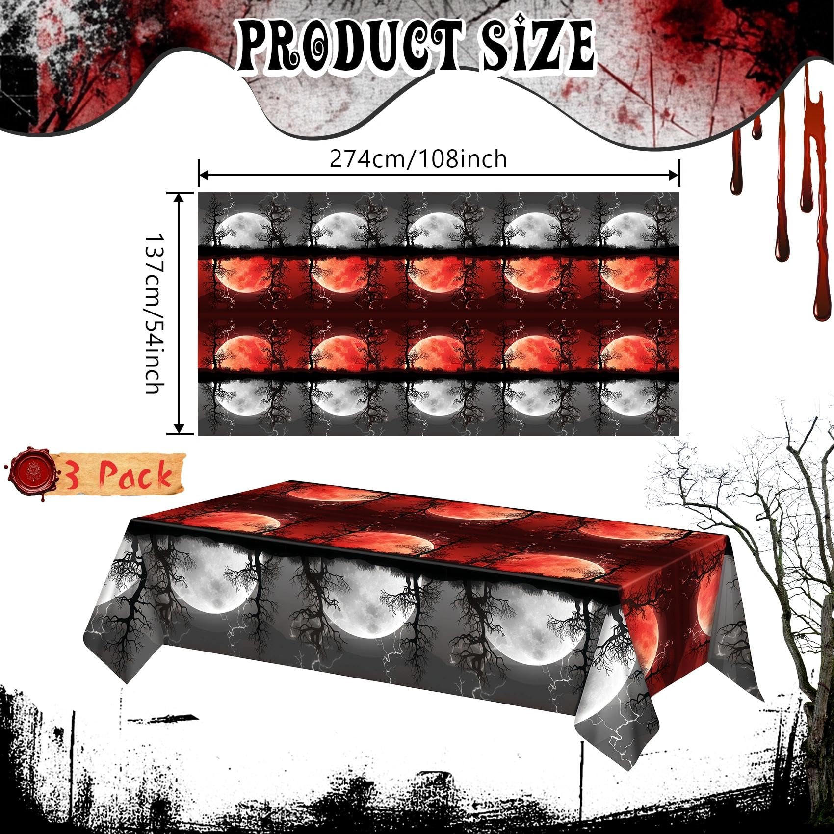 Joyhaven 3Pcs Stranger Birthday Party Decorations Tablecloth, Red and Black Disposable Plastic Table Covers Decors for Party Supplies Decor, 54 x