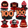 Happy 100th Birthday Red and Black Table Honeycomb Centerpieces Balloons Theme Decor Table Decorations Table Toppers for Girls Women Princess 100