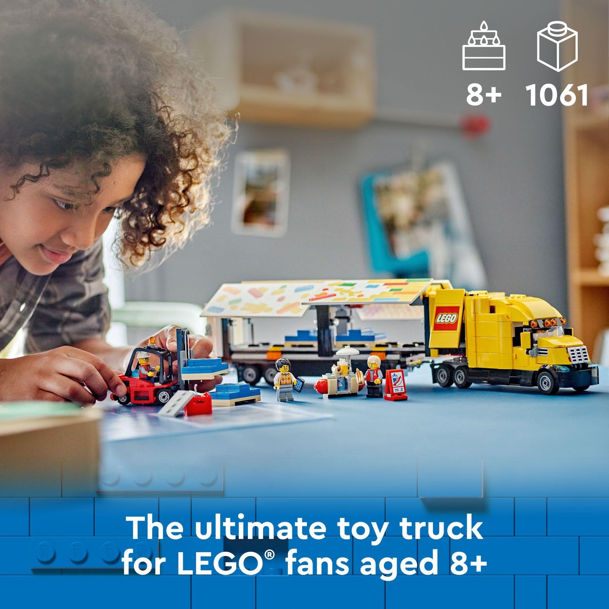 LEGO City Yellow Delivery Truck Toy - Semi Truck Building Toy for Boys & Girls, Ages 8+ Years - Gift for Birthdays - Pretend Play W/ 3 Minifigures