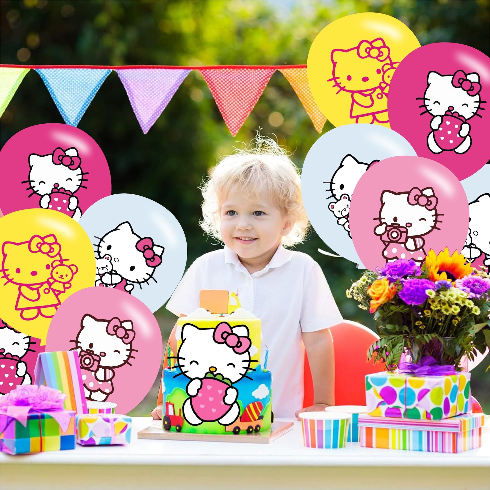 40pcs hello Pink Cats Birthday Party Balloons for Pink Cats Themed Birthday Party Decorations Supplies - 12 Inch