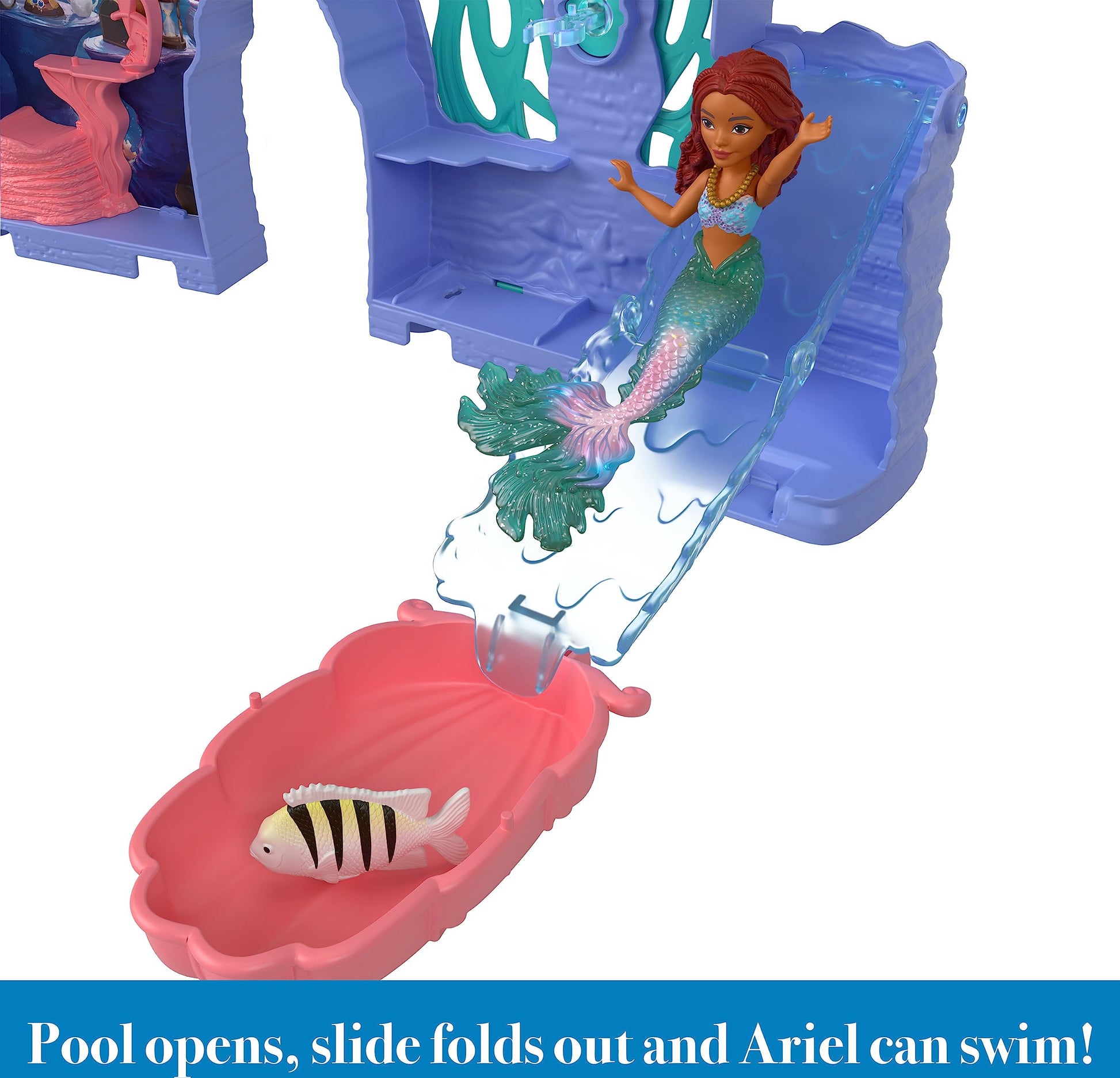 Mattel Disney The Little Mermaid Storytime Stackers Ariel’s Grotto Playset, Stackable Dollhouse with Small Doll & 10 Accessories