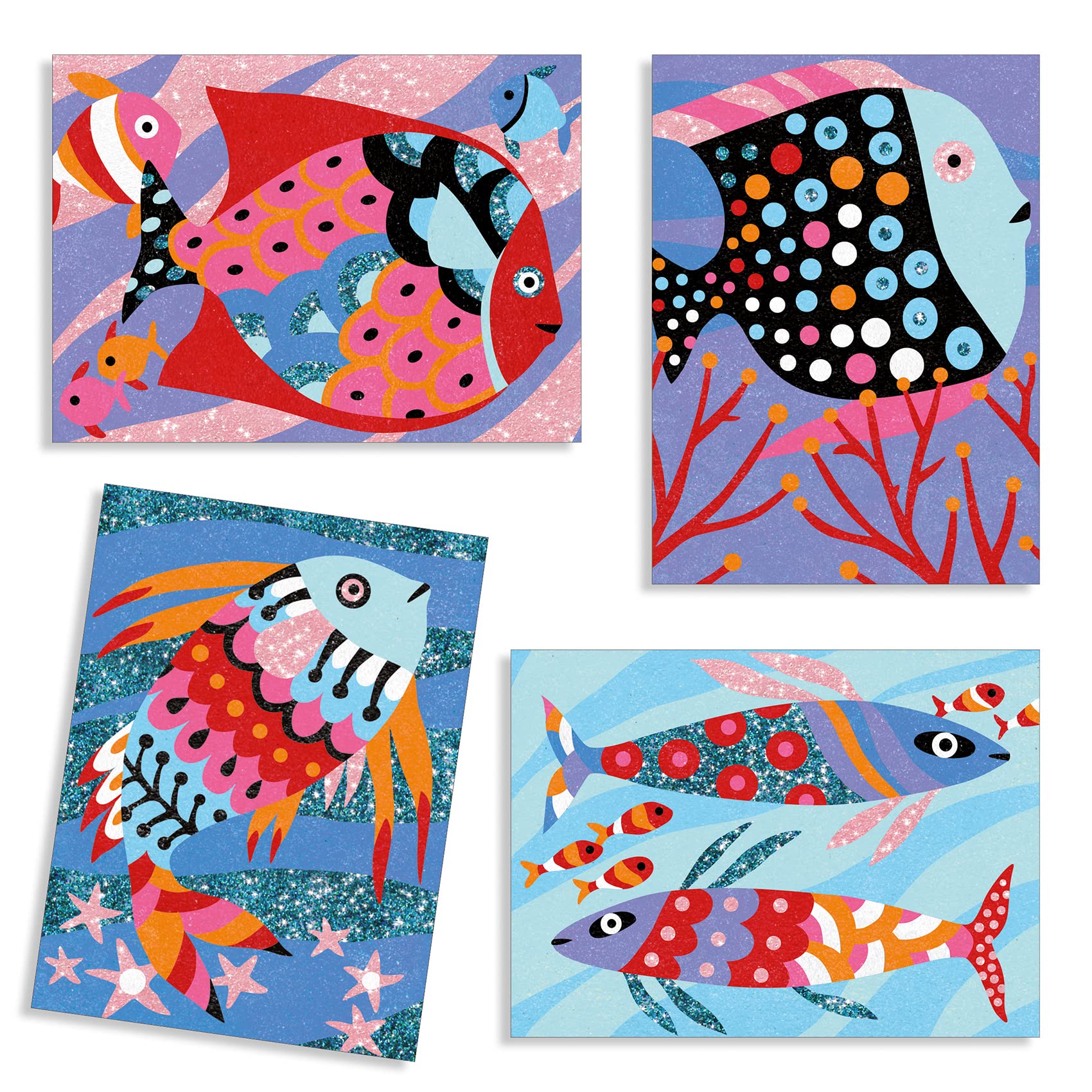 DJECO Fish Rainbow Colored Sand and Glitter Craft Kit