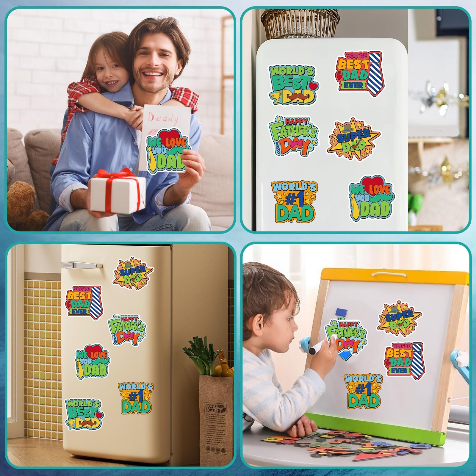 36 Set Father's Day Magnets Craft for Kids, Color Your Own Fathers Day Magnets Craft Best Dad DIY Crafts Kit Gifts for Happy Father's Day Dad's