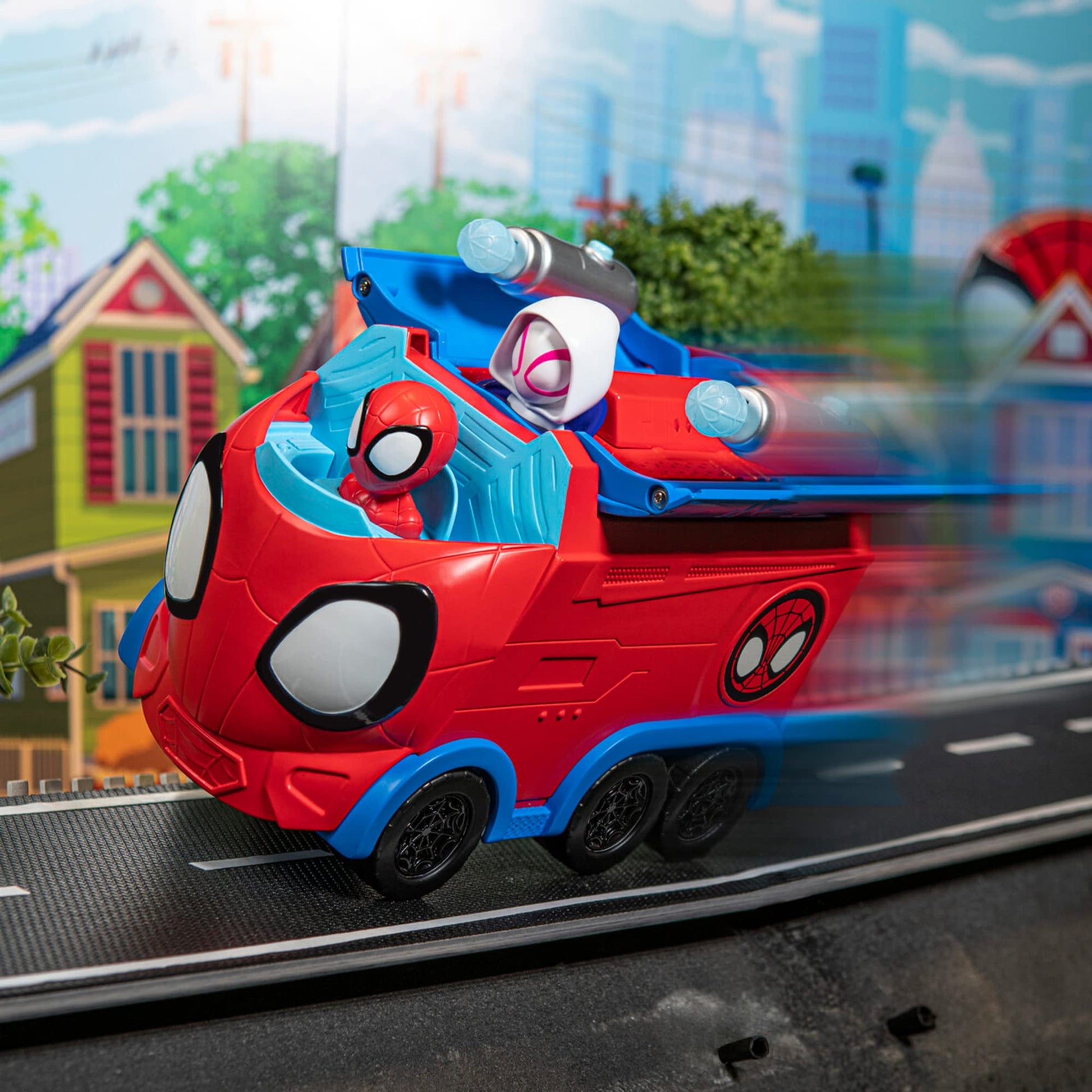 Jazwares Marvel's Spidey and His Amazing Friends Web Spinning Hauler - 8-Inch 3-in-1 Transforming Vehicle - Toys Featuring Your Friendly Neighborhood