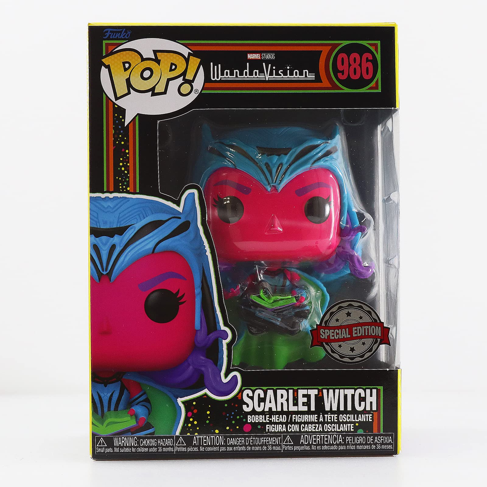Funko Pop Marvel Scarlet Witch with Darkhold Book Black Light Special Edition Exclusive