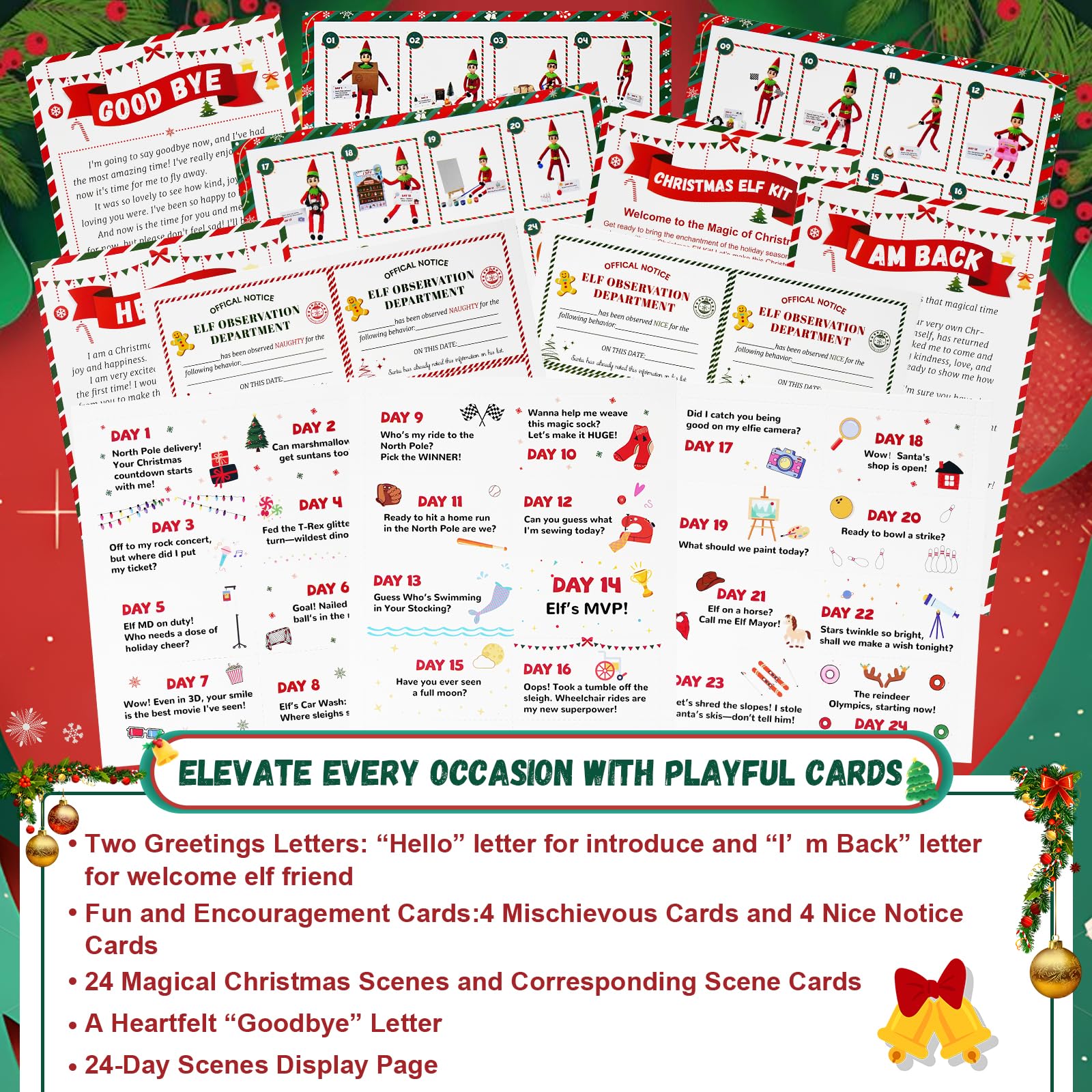 Thalassynix Elf Kit Activity Accessories of Christmas 24 Days Interactive Daily Props from Elf of 2025 Surprise Gift & Ideas Kits for Christmas