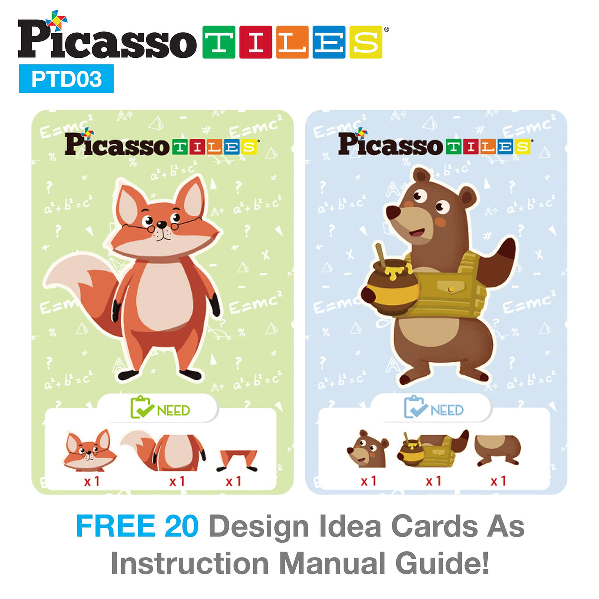 PicassoTiles 112 Piece Magnetic Mix & Match Animal Building Activity DIY Combination Puzzle Book Kid Toy Set Educational Playset STEM Learning, 20