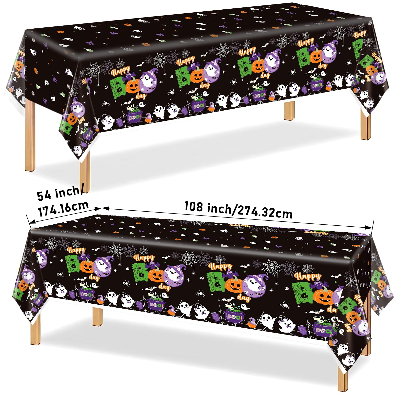 Yavxzvbw 3Pcs Happy Boo Day Decorations Happy Boo Day Tablecloth for Halloween Birthday Party Decorations Halloween Tablecloth for Boo Birthday Party