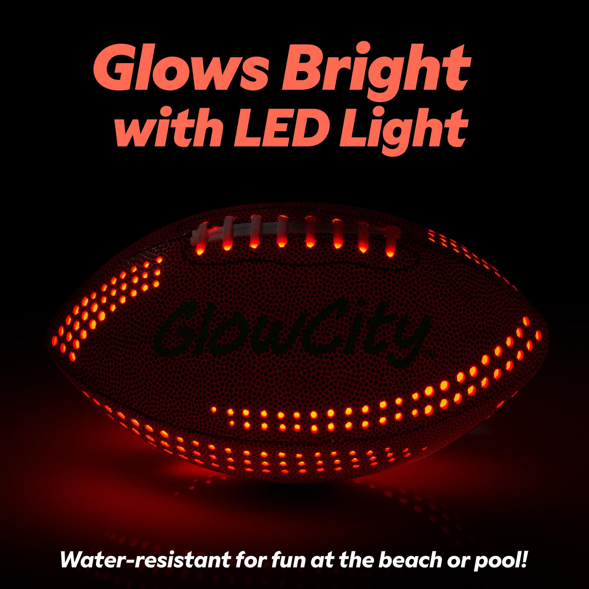 GlowCity Glow in The Dark Football - Size 6 Light Up PU Ball for Teen Boys & Adults - Cool Sports Gift for Night Outdoor Games - Birthday Gifts Ideas