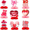 9 Pcs Valentines Day Decorations Honeycomb Centerpiece, Pink Valentines Table Decorations Valentines Table Centerpiece for Valentines Day Party