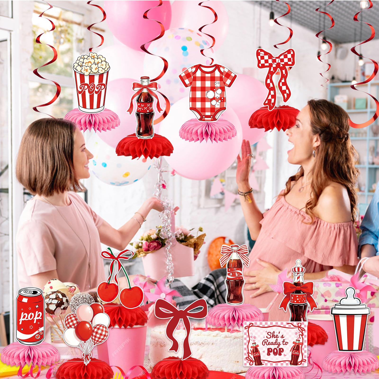12 Pcs Shes Ready to Pop Party Decorations Baby Shower Birthday Decorations
