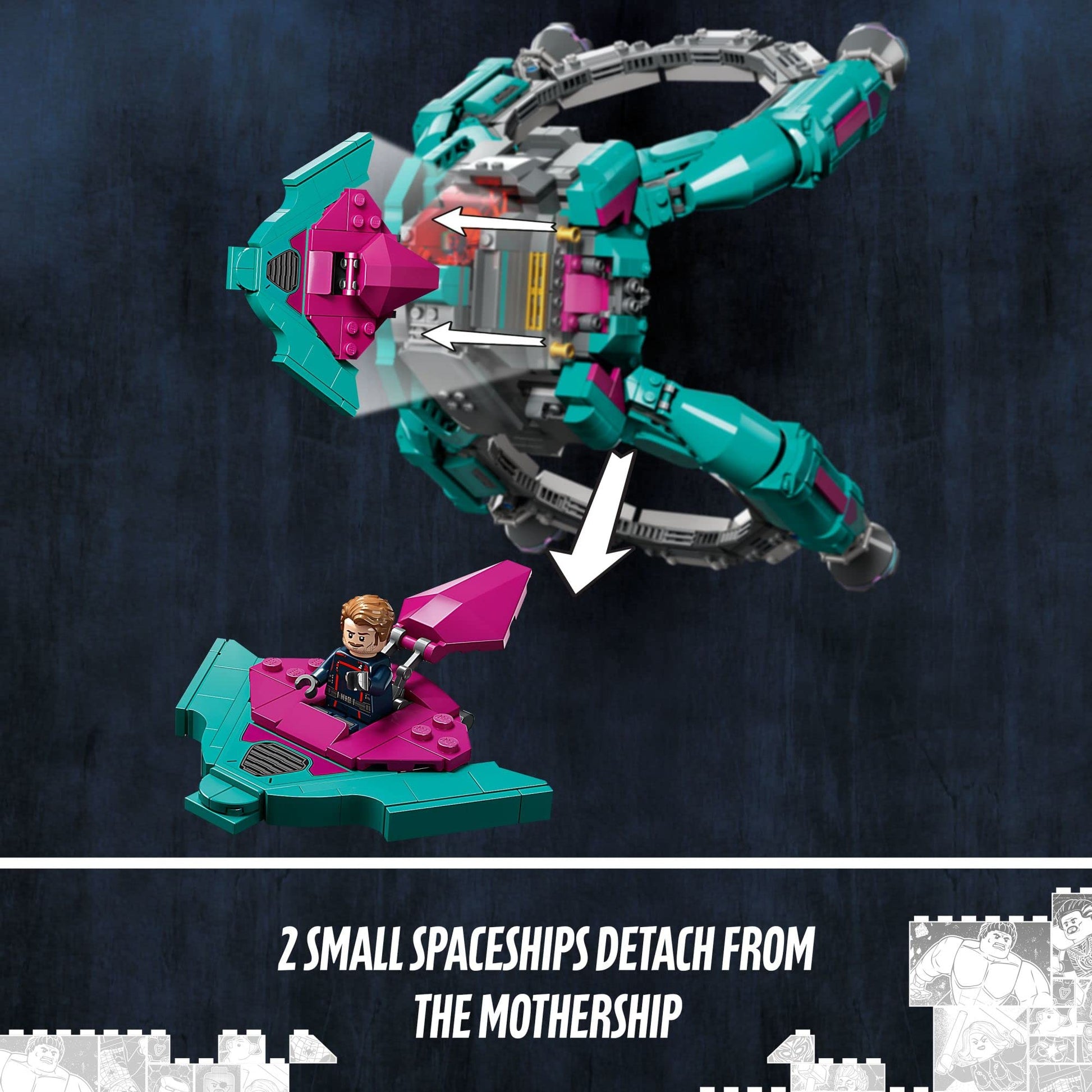 Lego Marvel The New Guardians’ Ship 76255, Spaceship Building Toy with 5 Minifigures, Collectible Model from Guardians of The Galaxy 3, Displayable
