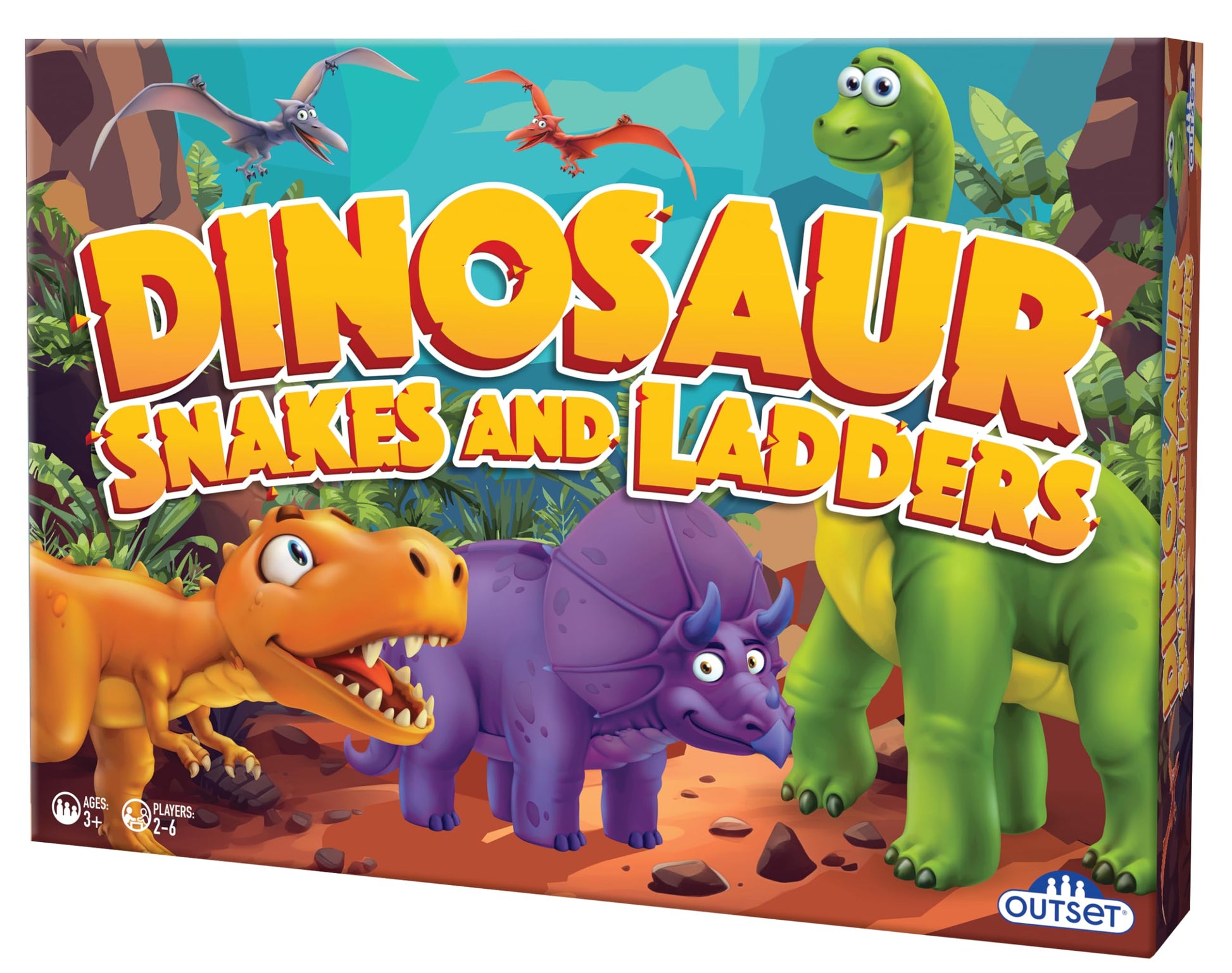 Dinosaur Snakes and Ladders Game - No Reading Required - Preschool Board Game for Ages 3 and up by Outset Media