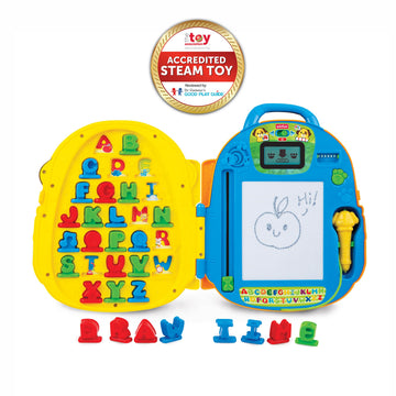 Winfun Lil Learner Alphabet Backpack for Toddlers 3+ Interactive Learning Backpack with 27 Tiles 26 Words 180+ Phrases Letter Writing Features Fun