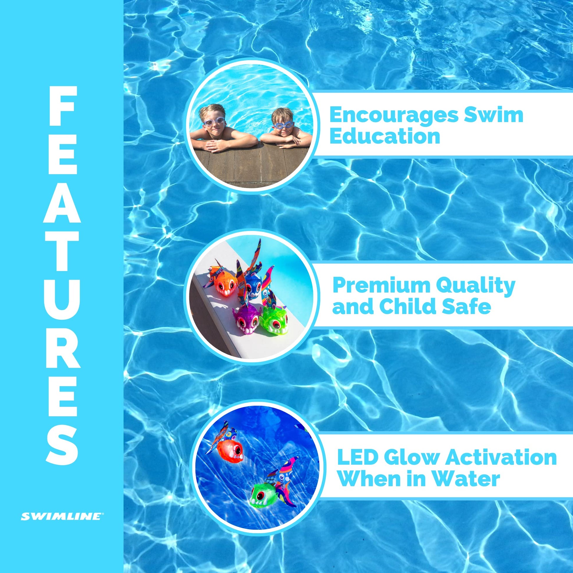 Swimline | Underwater Dive Toys for Kids | Light-Up Piranhas | 4-Pack