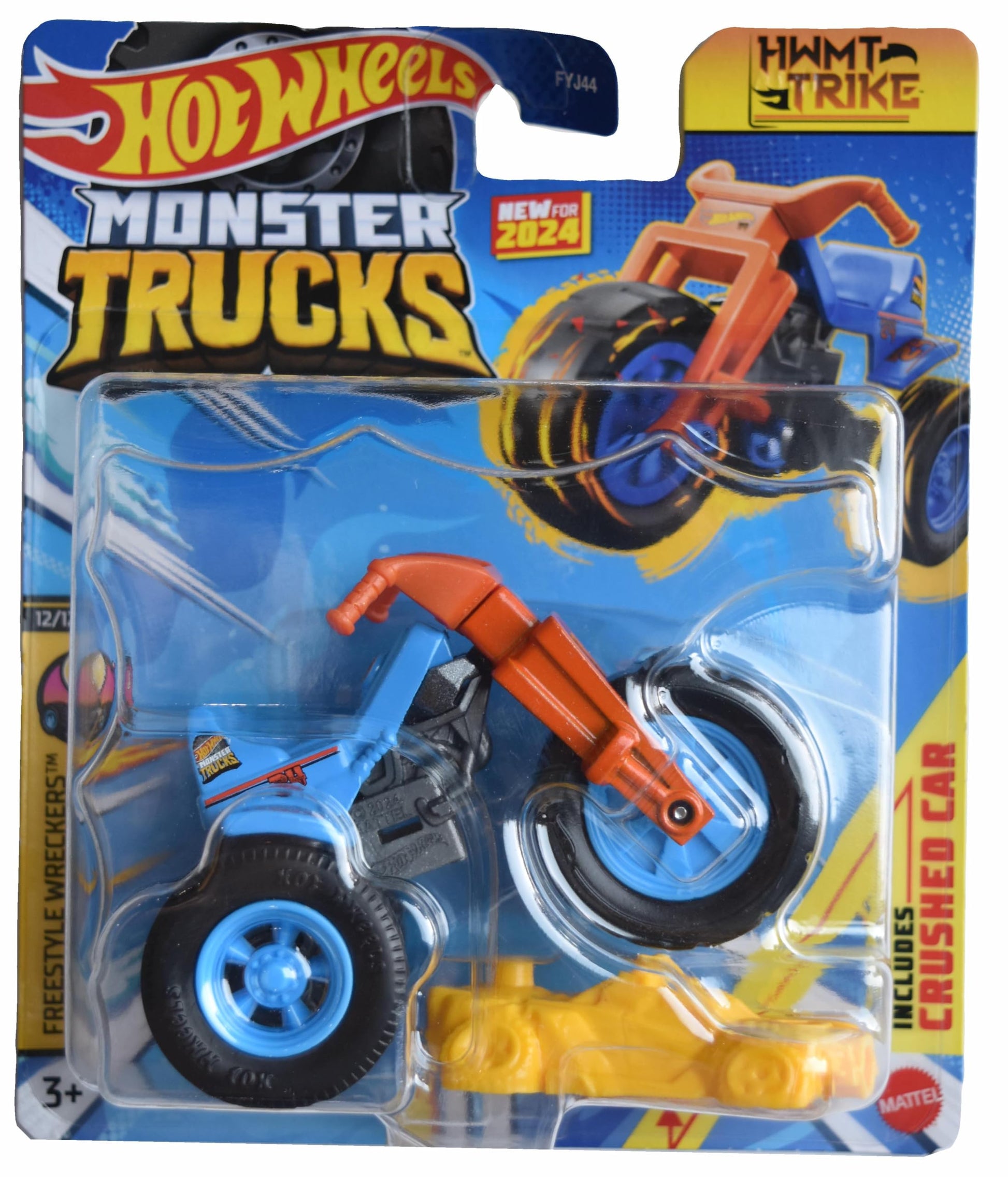 Hot Wheels Monster Trucks HWMT Trike, Freestyle Wreckers 12/12 Includes Crushed Car