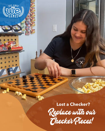 WE Games Wooden Checkers Pieces with Drawstring Storage Bag - 24 Checker Pieces Only - Red & Black, 1.062-inch Diameter