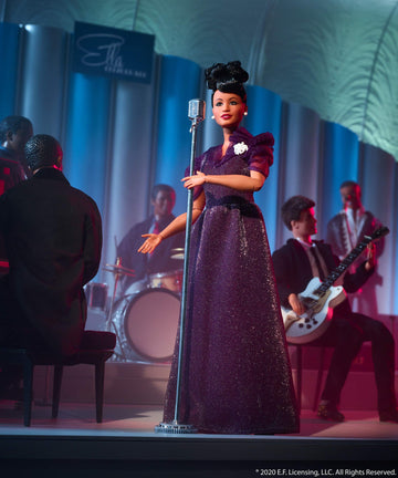 Barbie Inspiring Women Series Ella Fitzgerald Collectible Doll, Approx. 12-in, Wearing Purple Gown, with Microphone, Doll Stand and Certificate of