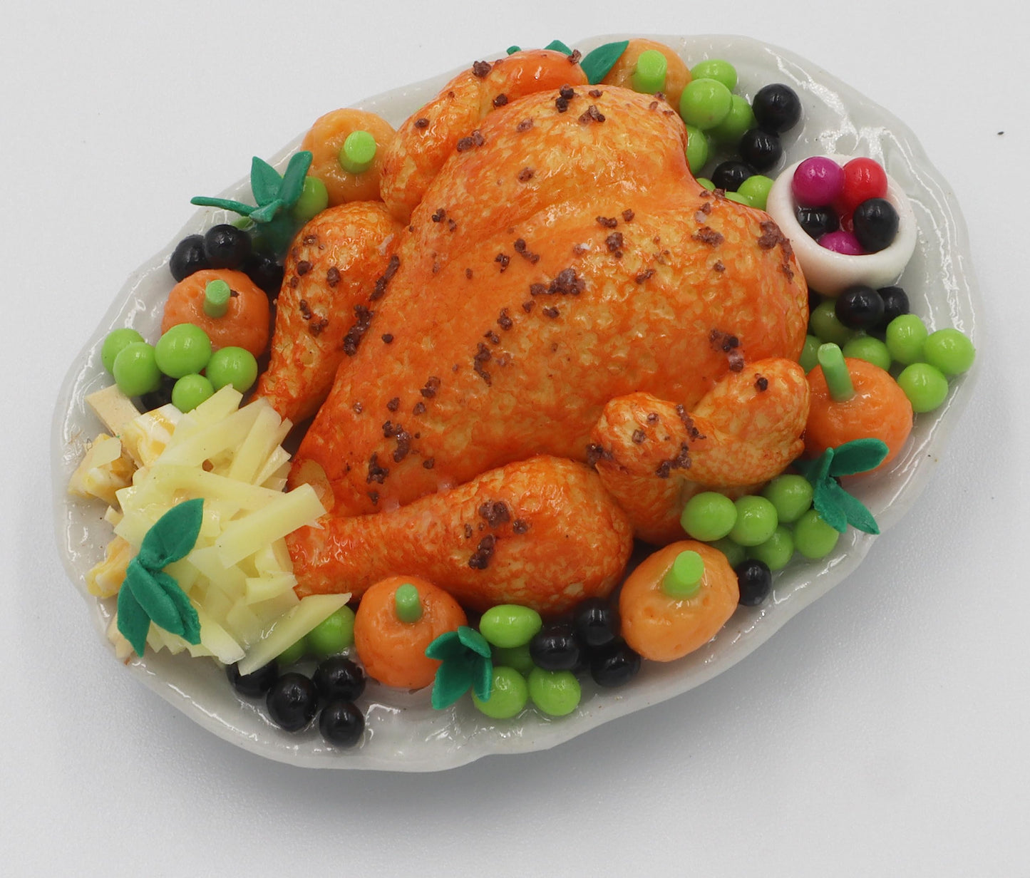 Set 3 Dollhouse Miniatures Thanksgiving Day Dinner Turkey with Pumpkin Pie Food Supply Handcrafted,Tiny Food