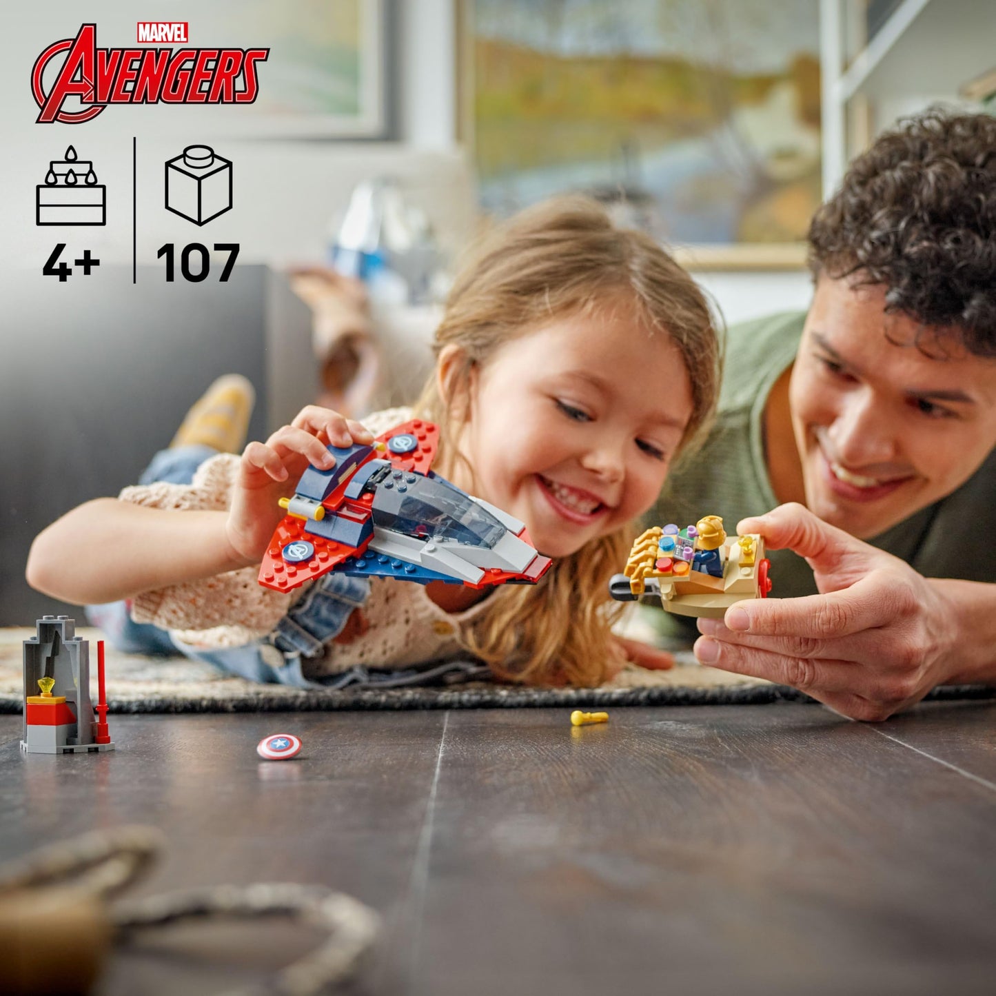 LEGO Marvel Captain America vs. Thanos Building Toy - Pretend Play Set for Boys & Girls, Ages 4+ - Kids Building Blocks W/ 2 Super Hero Toy