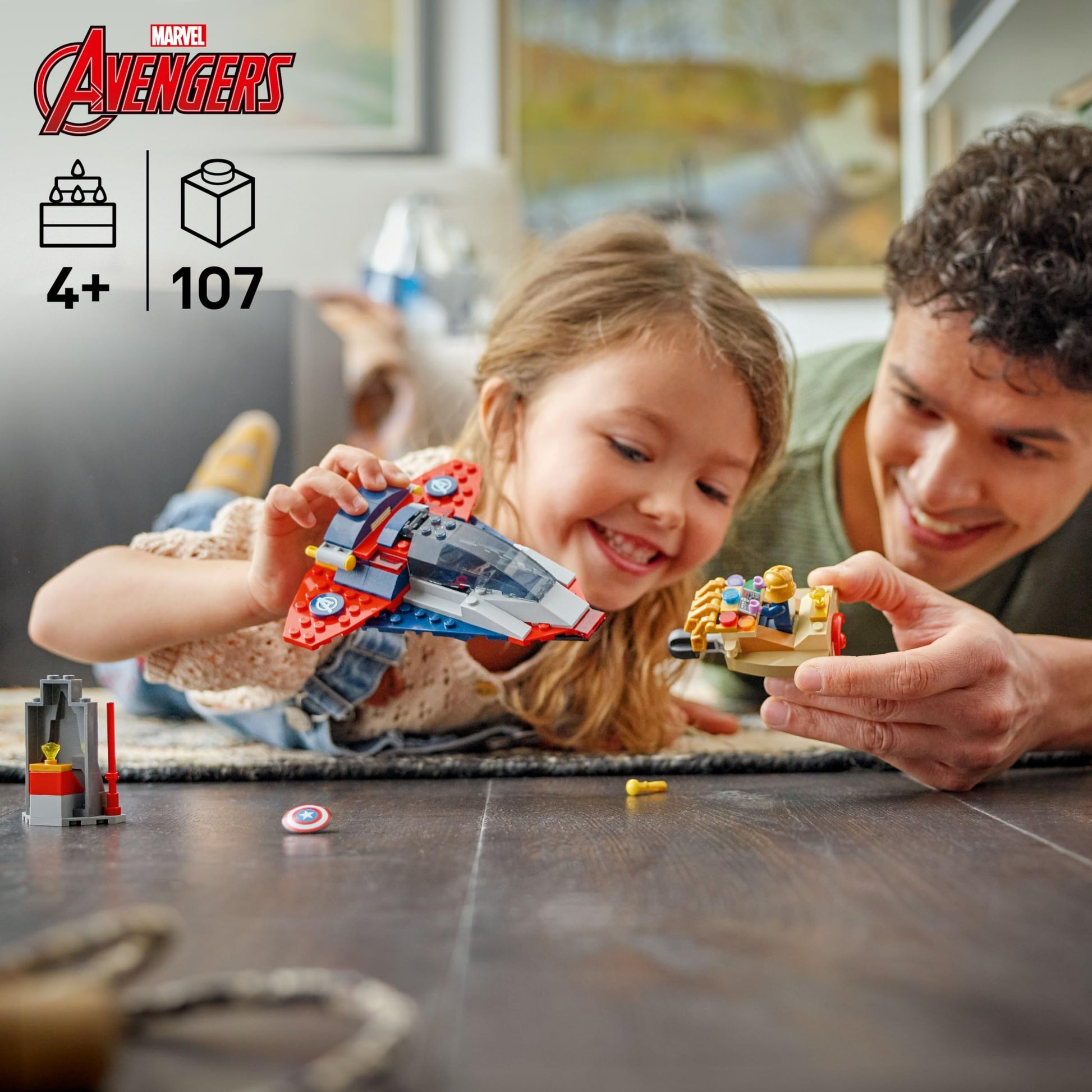 LEGO Marvel Captain America vs. Thanos Building Toy - Pretend Play Set for Boys & Girls, Ages 4+ - Kids Building Blocks W/ 2 Super Hero Toy
