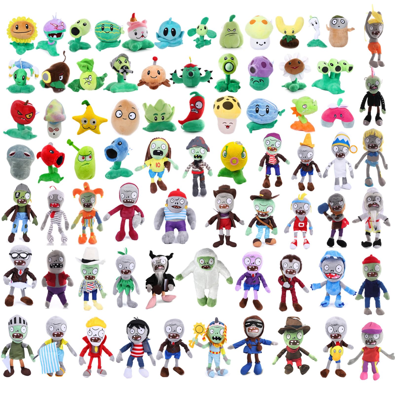 JHESAO 20 PCS PVZ Plush Random Different Types Zombies Plants Sets Toy 1 2 Stuffed Soft Doll, PVZ Plants and Zombies Plushies Figure Doll New