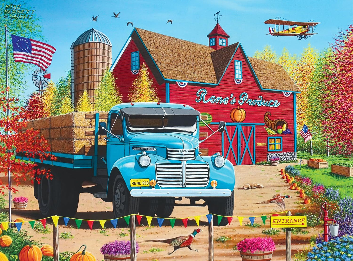 Buffalo Games - Rene's Produce - Mike Bennet - Country Life -1000 Piece Jigsaw Puzzle - Colorful, Fall Puzzles for Adults - Precision-Cut Pieces