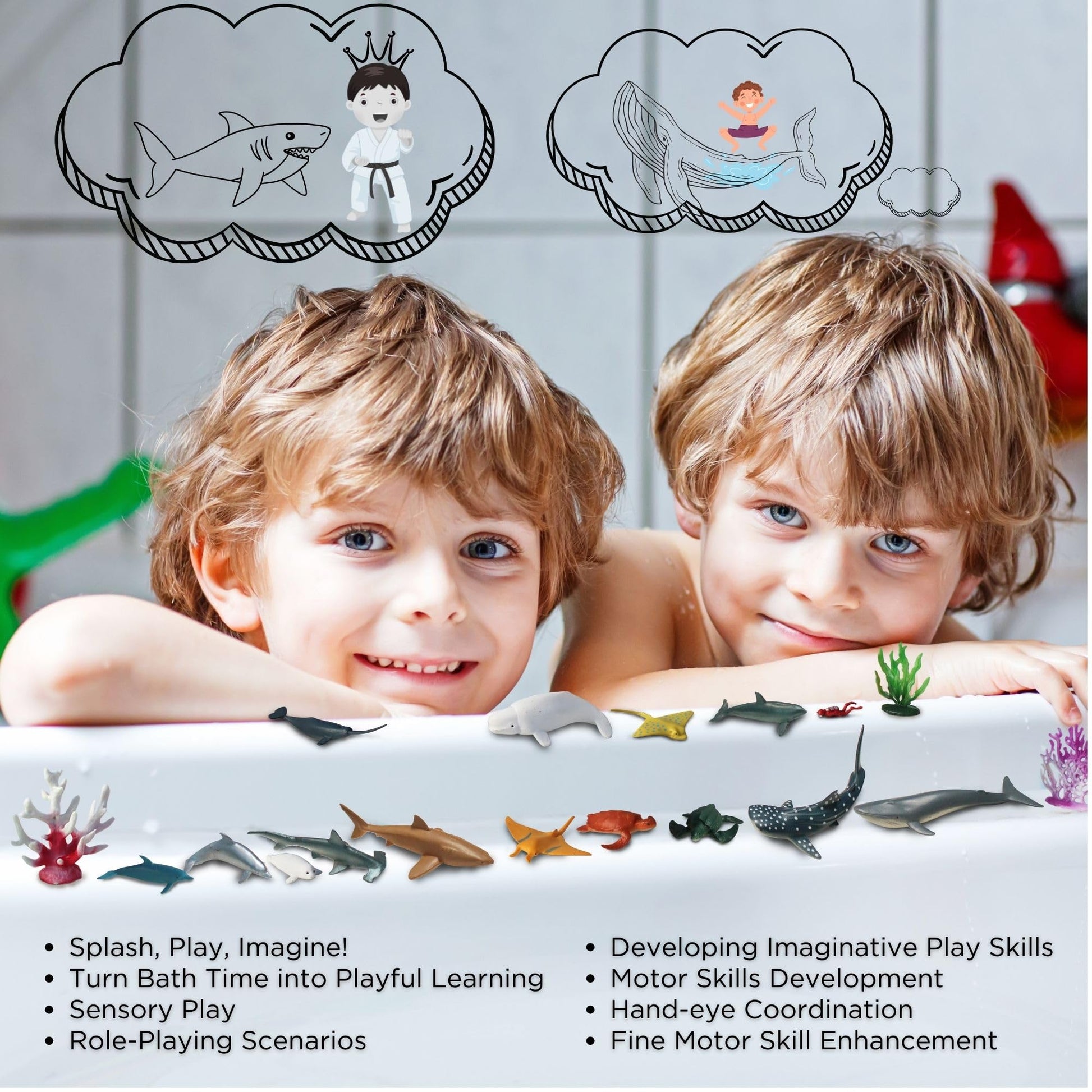 EXPLORACY 15pcs Mini Sea Animals Toys for Kids Toddlers Ocean Animal Toy Figurine Realistic Sealife with Shark Whale & Dolphin Bath Toys Sensory Bin