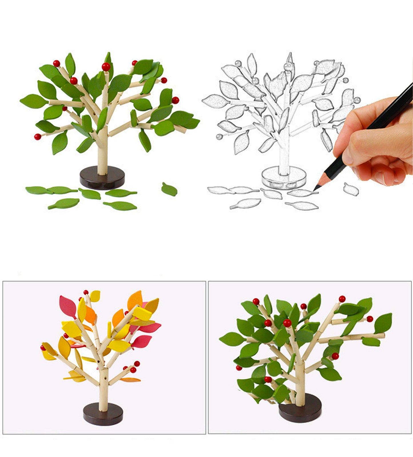 Carykon Early Childhood Building Blocks Wooden Assembling Tree Combination Boys and Girls DIY Disassembly Puzzles Educational Toys Home Office