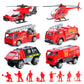 14 Pcs Fire Truck with Firefighter Toy Set, Mini Die-cast Fire Engine Car, Mini Rescue Emergency Vehicle Playset for Kid Boy Girl Birthday Christmas