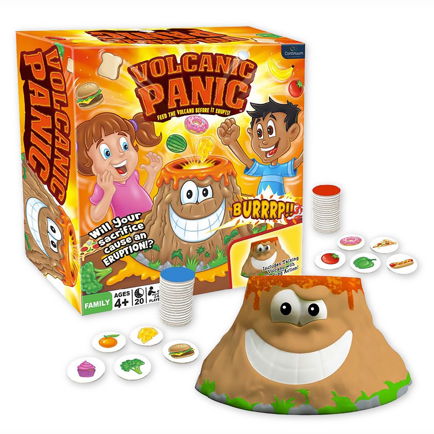 Volcanic Panic the Explosive Memory Matching Family Game by Continuum Games for 2-6 Players Ages 4 and Up - Match Food Tiles, Feed the Volcano Toy