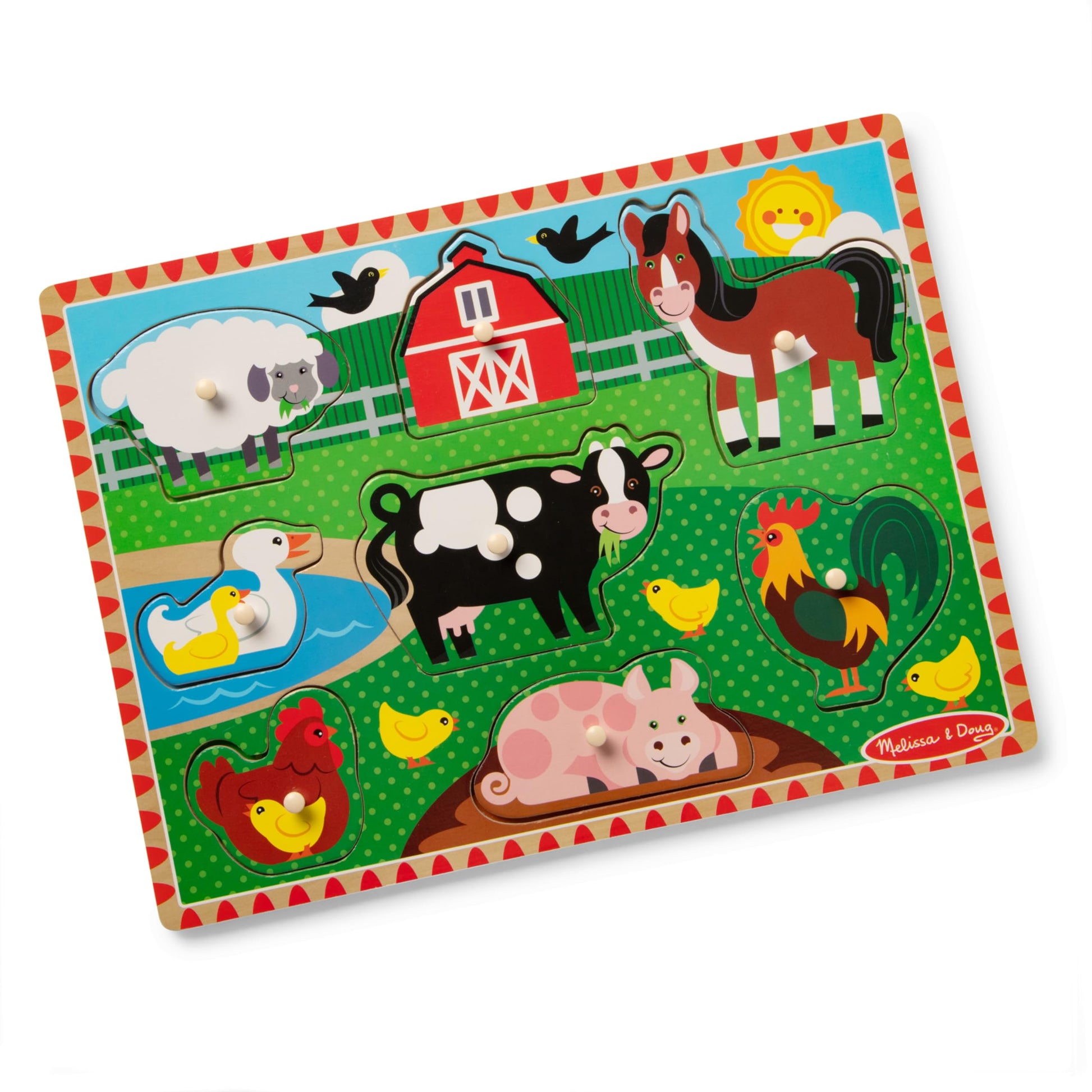 Melissa & Doug Farm Wooden Peg Puzzle (8 pcs)
