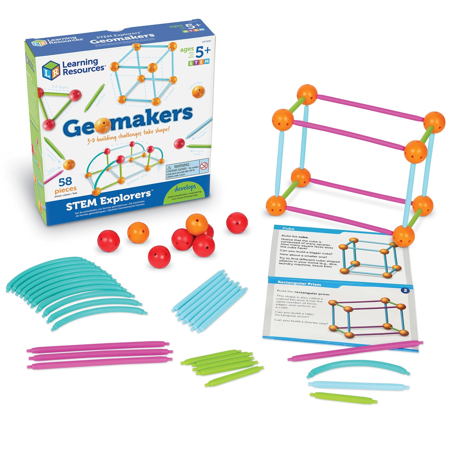 Learning Resources STEM Explorers Geomakers - 58 Pieces, Ages 5+ STEM Toys for Kids, Kindergartner Learning Toys, Shapes for Kids