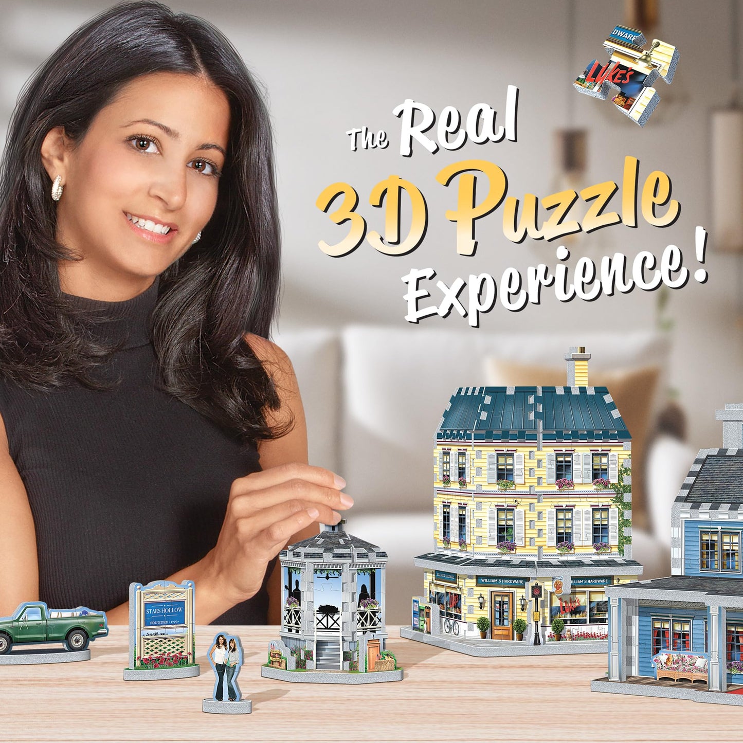 Wrebbit3D Gilmore Girls 3D Puzzle Model of Stars Hollow | 435 Real Jigsaw Puzzle Pieces | Build the Iconic Cafe from the Hit TV Series