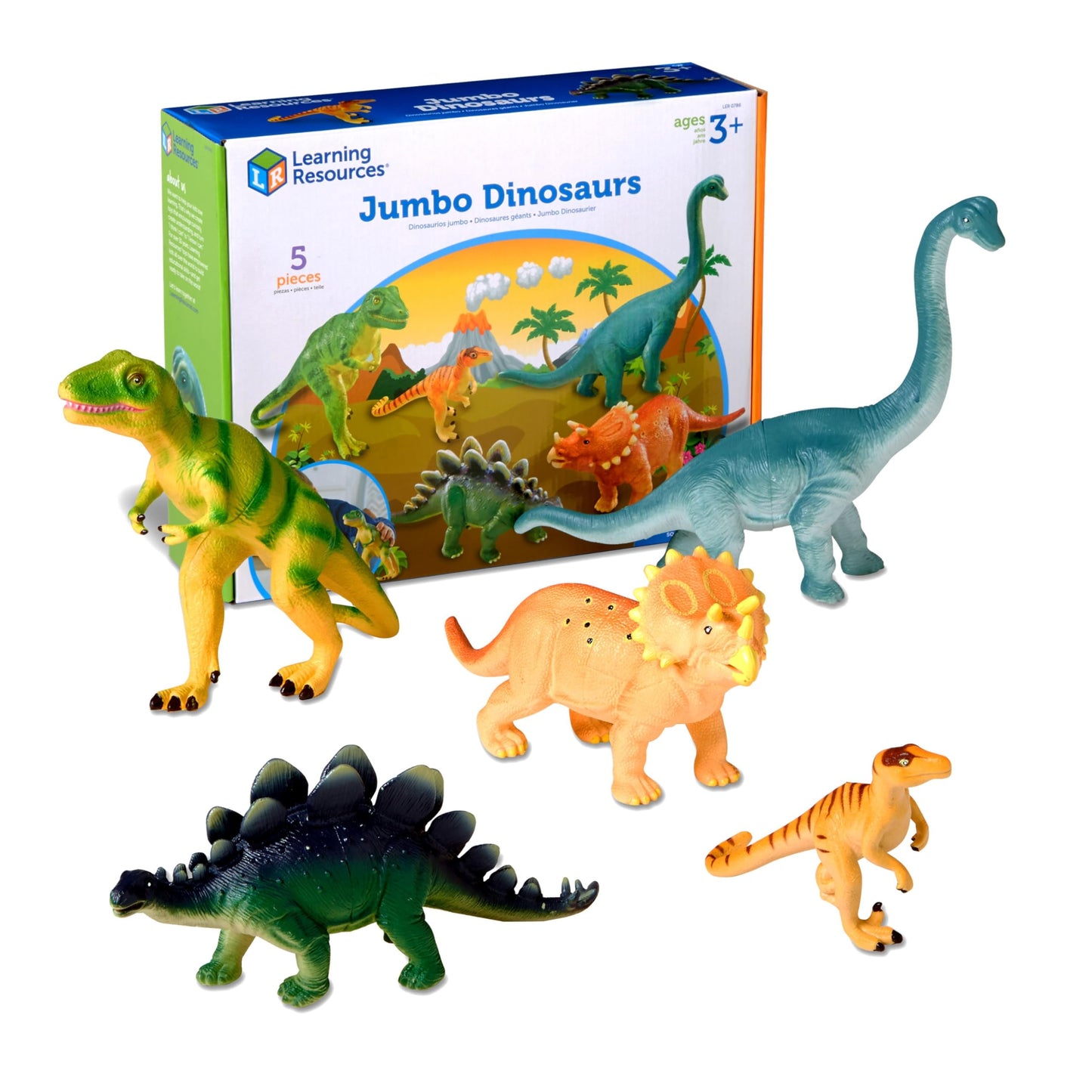 Learning Resources Jumbo Dinosaurs Set 1 - Kids Dinosaur Toys, Large Dinosaur Figures, Figurines for Kids, Toddler Animal Figurines, Dino Bath Toys