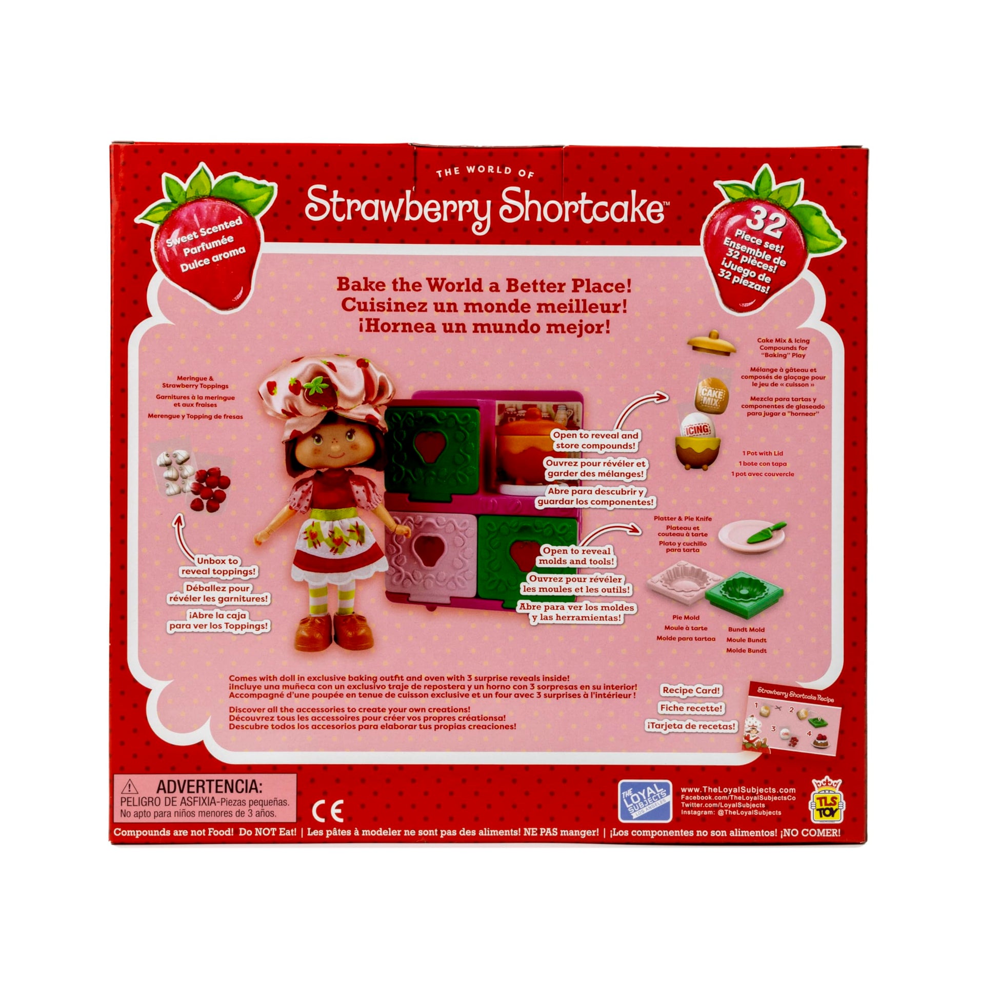 Strawberry Shortcake Sweet Scented 5.5-inch Posable Fashion Doll in Exclusive Baking Dress and Berry Bake Playset with Oven, Baking Mixtures