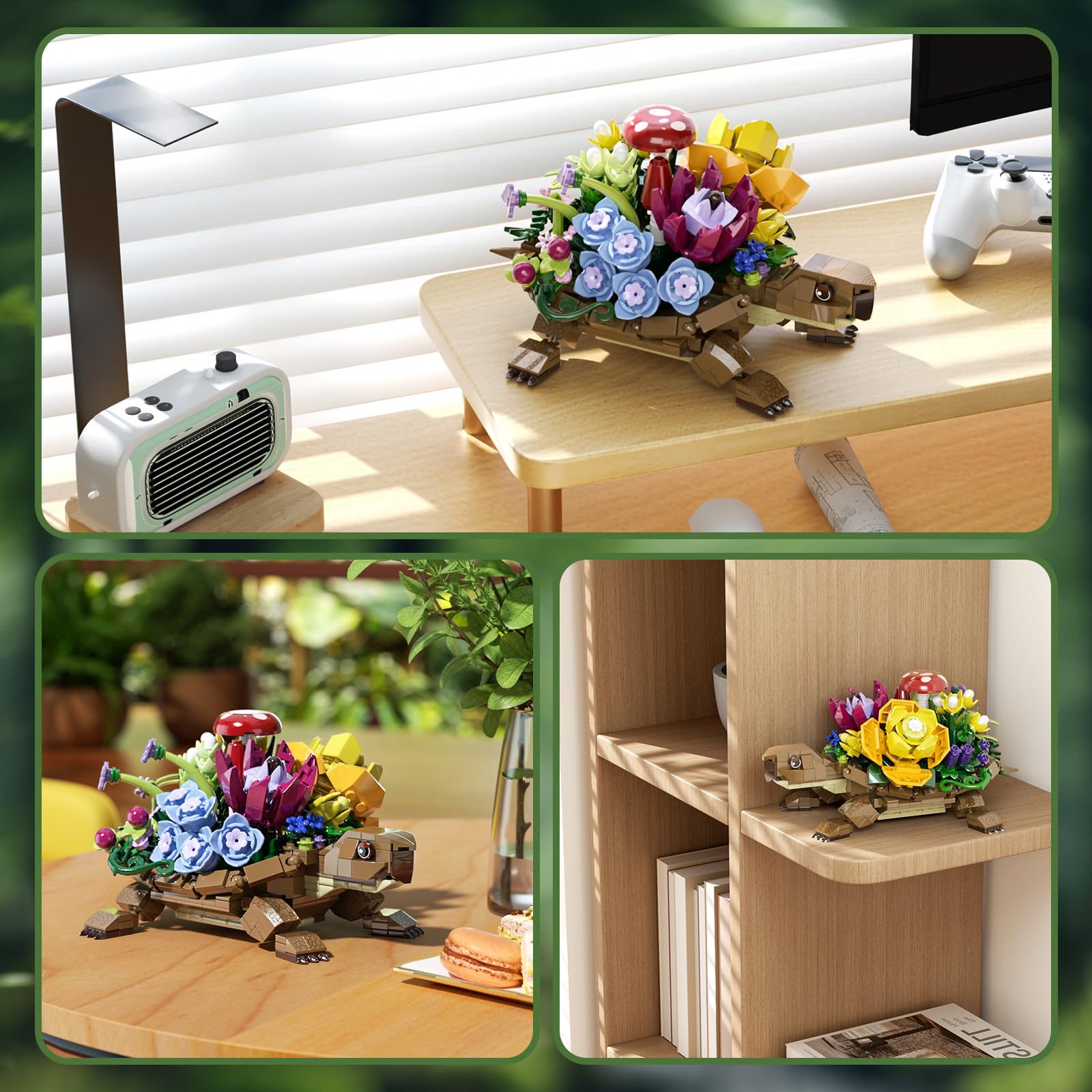 Sea Turtle Succulent Planter Building Set, Compatible with Lego Turtle Flowers Pot Building Kit, Animals Botanical Collection Blocks Toys, for 6+