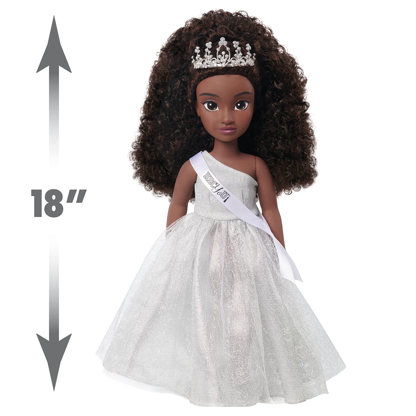 Just Play HBCyoU Homecoming Queen Doll Nicole, 18-inch Doll & Accessories, Curly 4A Textured Hair, Deep Brown Skin Tone, Designed and Developed by