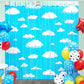 Cartoon Toy Inspired Story Birthday Party Decoration, 2 Pack Story Party Photo Booth Prop, Blue Sky White Cloud Fringe Curtains Tinsel Photo Streamers