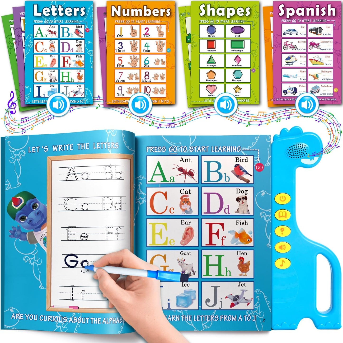 Curious 2 Learn ABC Learning for Toddlers | Learning Resources | English & Spanish Sound Book | Preschool Learning Activities | Educational Learning