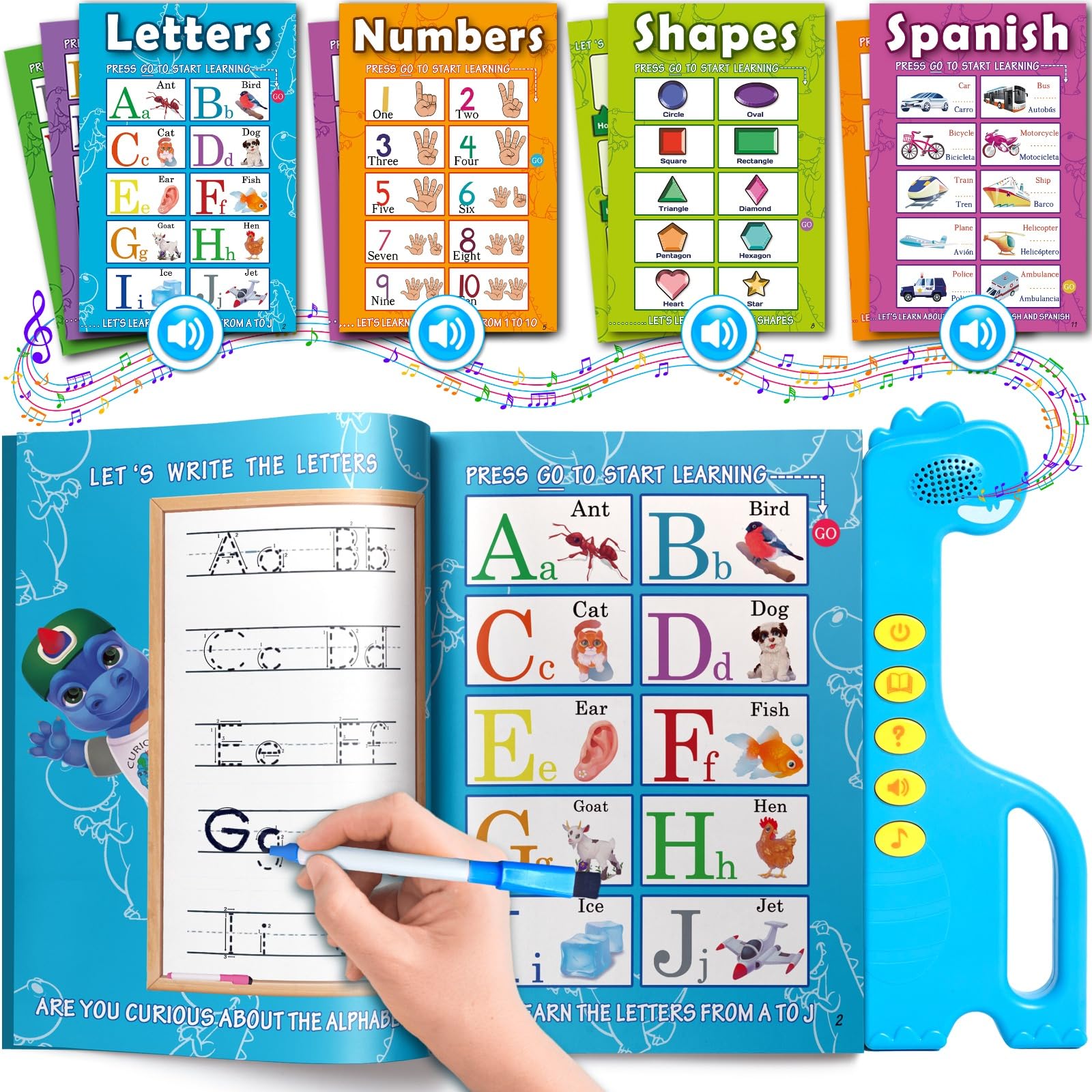 Curious 2 Learn ABC Learning for Toddlers | Learning Resources | English & Spanish Sound Book | Preschool Learning Activities | Educational Learning