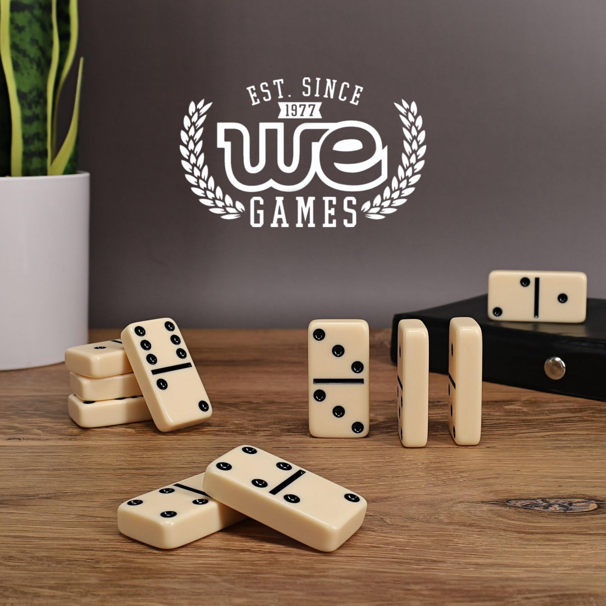 WE Games Club Size Double Six Ivory Dominoes in Vinyl Case
