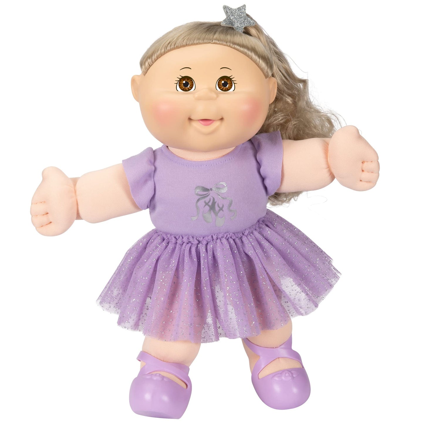 Cabbage Patch Kids Costume Kid, Ballerina Girl, 14 Inch CPK Doll with Removable Fashion and Accessories - Lavender Sparkly Tutu, Ballet Shoes, Brown