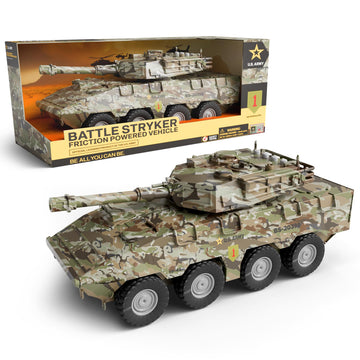 Lollipop U.S. Army Tank Vehicle Toy for Toddlers and Kids 3+ Friction Powered - Toy Battle Stryker Friction Powered Vehicle Realistic Lights