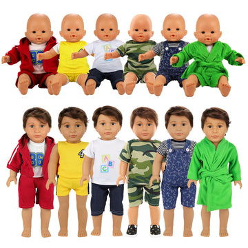 BARWA Boy Doll Clothes 6 Sets Doll Clothes Daily Casual Clothes Outfits Compatible for 14 to 16 Inch and 18 Inch Dolls