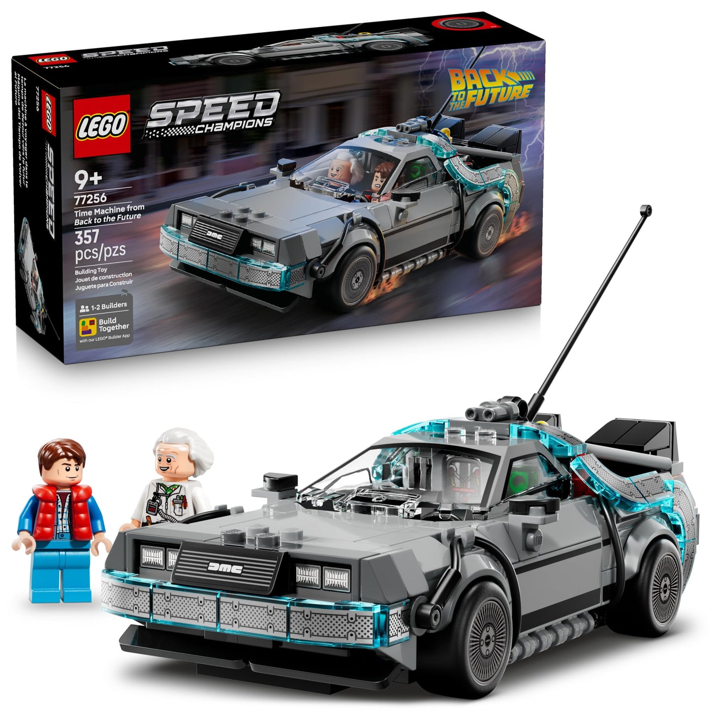 LEGO Speed Champions Time Machine from Back to The Future Building Toy for Kids - Pretend Play & Display Car Toy W/ 2 Build Modes for Boys & Girls