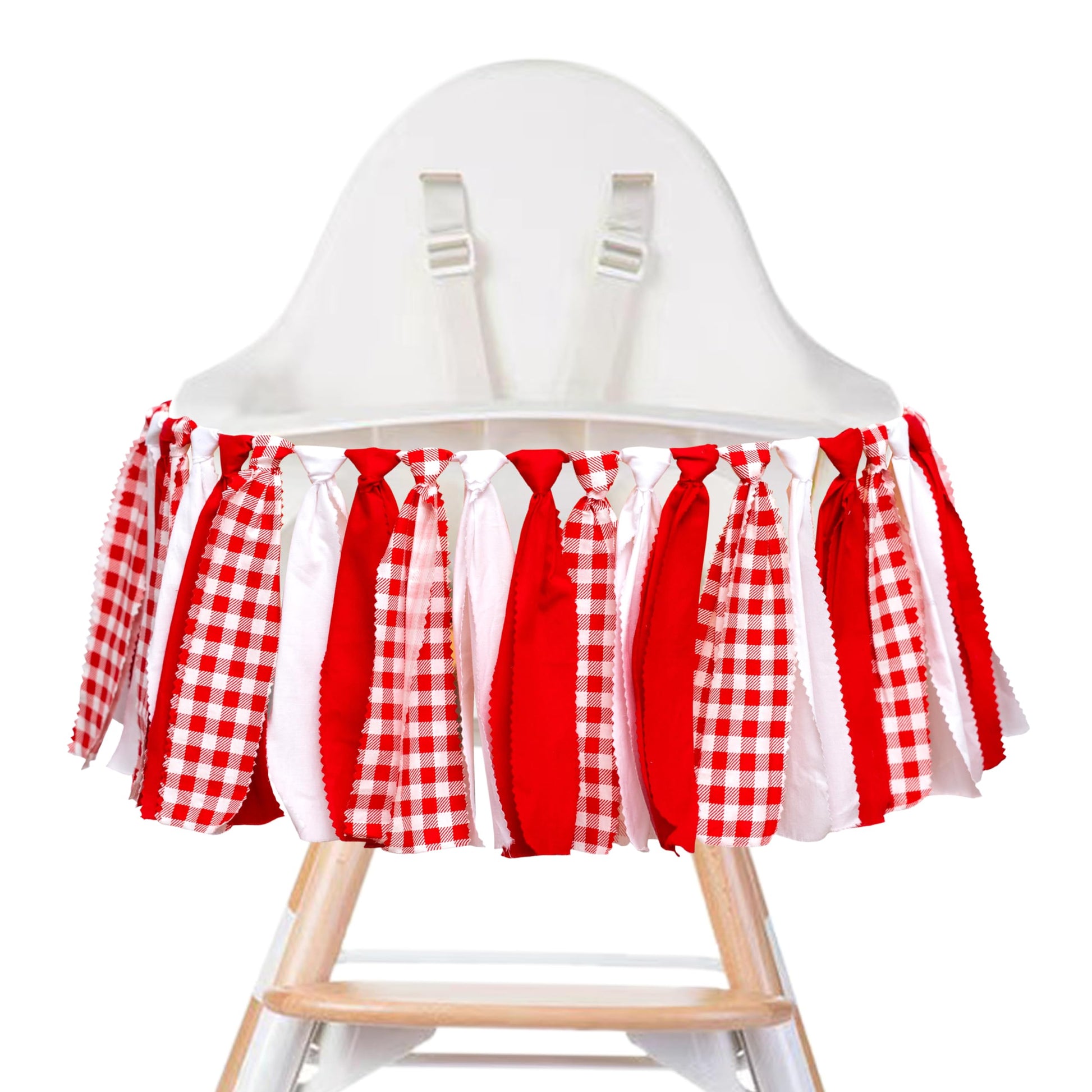 Raoformi Red and White Gingham Fabric Banner Checkered High Chair Banner